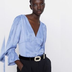 Zara Satin Top with Buttons